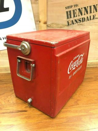 Vintage Coca Cola Cooler w/Drain Valve,  Bottle Opener & Tray.  Progress Co 1950s 2