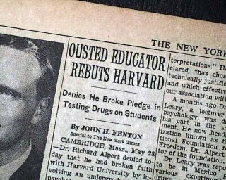 Dr.  Timothy Leary Drugs Lsd Experiments Hippies Psychedelic Era 1963 Newspaper