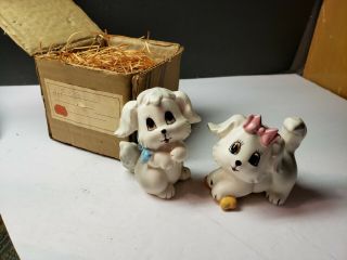 Cute Vintage Lefton China Puppy Dog Salt And Pepper