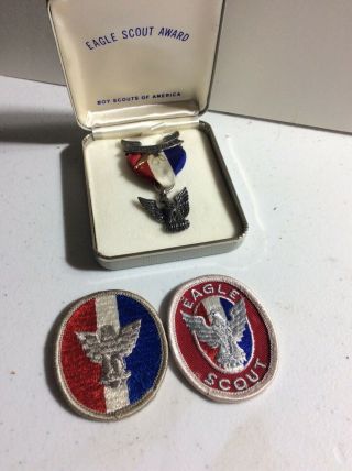 Vtg Sterling Boy Scout Eagle Scout Medal In Presentation Box Bsa Patch