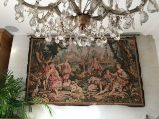 Fabulous Vintage French Style Aubusson Castle Woven Large Wall Hanging Tapestry