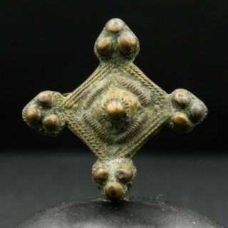 Kyra - Ancient Moorish Bronze Cross Pendant - 23.  4 Mm Long - 1800s/1900s