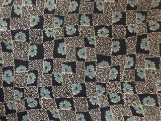 Vintage Open Feedsack 42x36 Bright Blue And Navy Floral On White - 4 Available