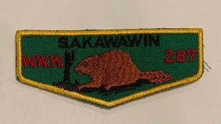 Order Of The Arrow Sakawawin Lodge 287 F1a Rare First Flap