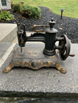 Antique Hand Crank Sewing Machine Early And Rare