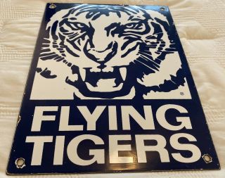Vintage Flying Tigers Air Force Porcelain Sign Gas Oil Army Navy Marine Pilot