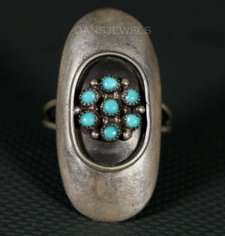 Rustic Old Pawn Vintage Navajo Sterling & Snake Eye Turquoise Ring Sz 7 1/2
