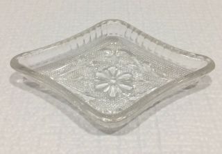 Vintage Trinket Tray Glass Small Diamond Shaped Floral
