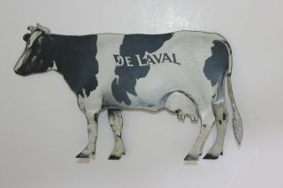 Antique De Leval Cream Separator Tin Advertising Sign - Holstein Cow