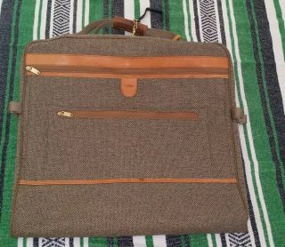 Vintage Hartmann Tweed Leather Carry On Luggage Garment Bag Suitcase 21 "