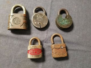5 Antique Vintage Locks Padlocks No Keys Yale Reese Sargent