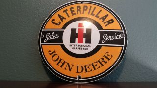 Vintage John Deere Porcelain Farm Implements Caterpiller Service Station Sign