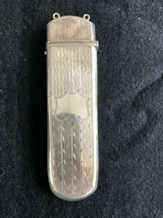 Antique Sterling Silver Needles Case Chatelaine No Monogram 4 1/2 " X 1 1/4 "