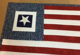 Patchwork Quilt Wall Hanging,  US Flag,  Star,  Stripes,  Red,  Navy,  White,  Calicos 2
