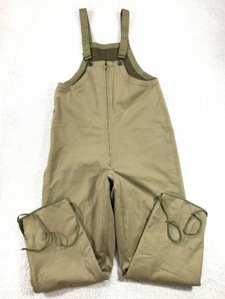 Vtg Us Navy Deck Pants Bib Overall Usn Wool Lined Military Mens Size Medium