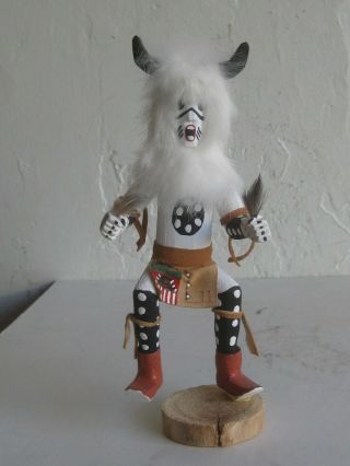 Vtg Hopi Native American Indian " Buffalo " Dancer Kachina Doll Artist Signed Long