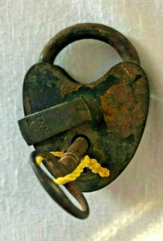 Antique Vintage Dm D.  M.  & Co Lock With Key Padlock