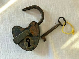 Antique Vintage DM D.  M.  & Co Lock with Key Padlock 2