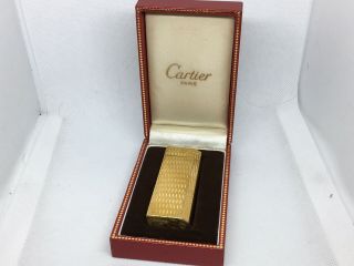 Vintage Cartier Gas Lighter Swiss Made Gold Pentagon Chain Pattern