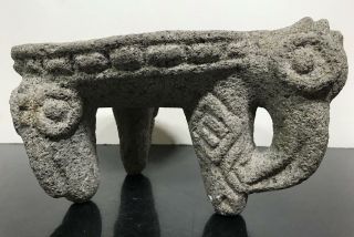 Ancient Pre - Columbian ? Stone Footed Tripod Bowl Vessel Stand