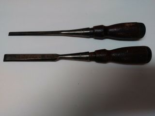 Vintage Stanley Socket Chisels 1/4 And 1/2 Inch