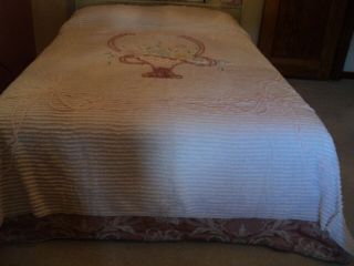 Vintage,  Pale,  Peachy/pink,  Cotton Chenille Bedspread Cutter - 88 " X 93 "