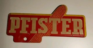 Vintage Pfister Seed Corn Metal License Plate Topper Sign