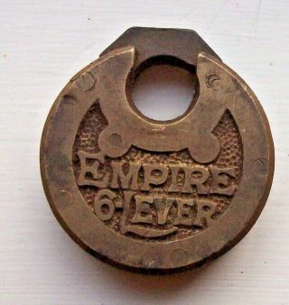 Antique Vintage Brass Empire 6 Lever Padlock Old Metalware Lock No Key