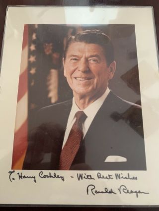 White House President Ronald Reagan Signed Presentation Gift Picture Framed