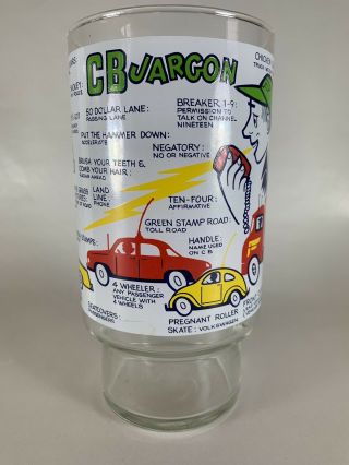 Vintage Cb Jargon Glass Trucker Radio Lingo Beer Drinking 32oz 7 " 1970’s