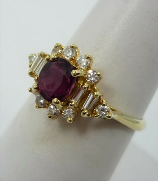 Vintage 14k Solid Yellow Gold Natural Ruby & Diamond Band Ring Size 7.  25