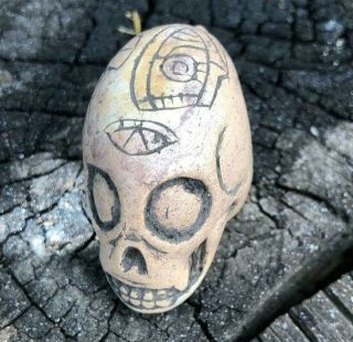 Ancient Pre - Columbian Ojuelos De Jalisco Alien Skull Very Old