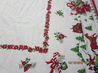 Vintage Christmas Tablecloth - - 80 " X 55 " - - R2a