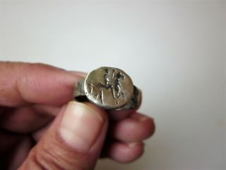 Extremely Rare Perfect And Ancient Roman Silver Seal Ring I - Ii A.  D.