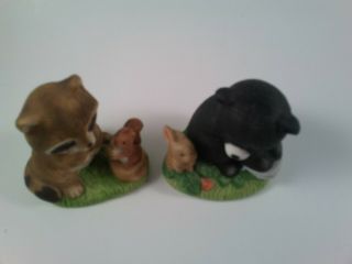 VGC Vintage Homco Porcelain Figurines Raccoon Squirrel Bear Bunny 2
