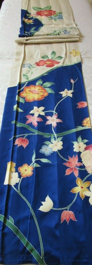 Artist Hand Painted Multi Color Japan Kimono Silk Fabric 88 " L 736