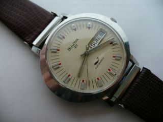 Oval Case Vtg Bulova President B 23j Day/date - Automatic Mens Wristwatch 1971