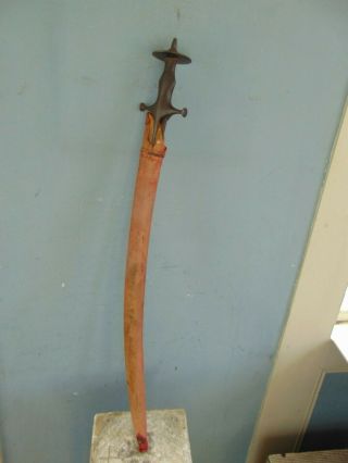 Antique Indo Persian Shamshir Tulwar Sword With Scabbard