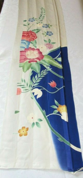 Artist Hand Painted Multi Color Japan Kimono Silk Fabric 55 " L 735