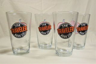 The Traveler Beer Co. ,  Jack - O Pumpkin Shandy Halloween Glasses,  Set of 4. 2