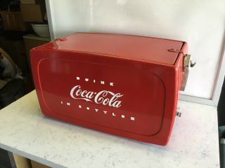 Vintage Coca - Cola Embossed Metal Cooler Drink Coca Cola In Bottles