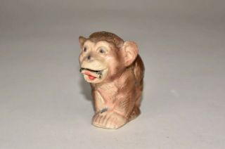 Antique Painted Metal Monkey Figural Tape Measure - 2 - 1/4”h - Full Tape