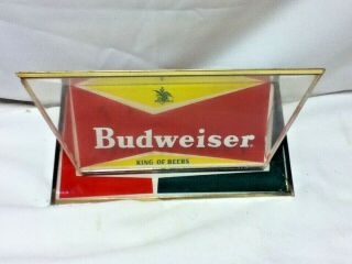 Budweiser Beer Sign Vintage Back Bar Topper Shelf Display King Of Beers Glass F7