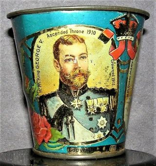 King George V Queen Mary 1911 Coronation Tin Litho Cup Child 