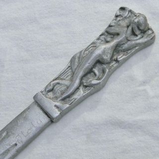 Ww2 Era " Naked Girl " Aluminum Letter Opener Souvenir Knife; Signed Italy 1944