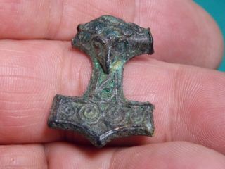 Rare Large Viking Bronze Amulet Hammer Of Thor The God