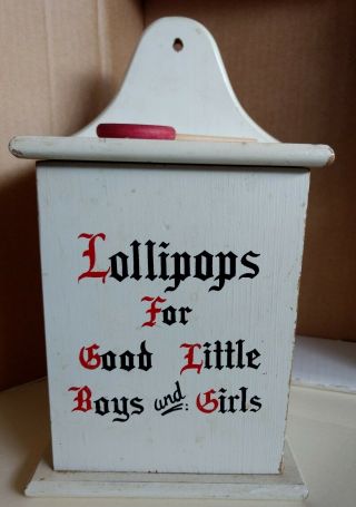 Vintage Wooden Counter Display; Lollipops For Good Little Boys And Girls
