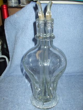 Vintage 4 Chamber Spout Glass Liquor Decanter Bottle 4 Stopper Seen Pawn Stars