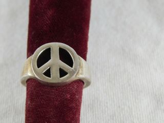 Vintage Tiffany & Co Sterling Silver 925 Round Peace Sign Ring Size 7 1/4th