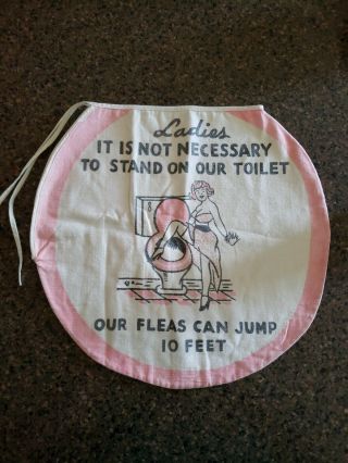 Vintage Novelty Cotton Fabric Toilet Seat Cover Double Sided.